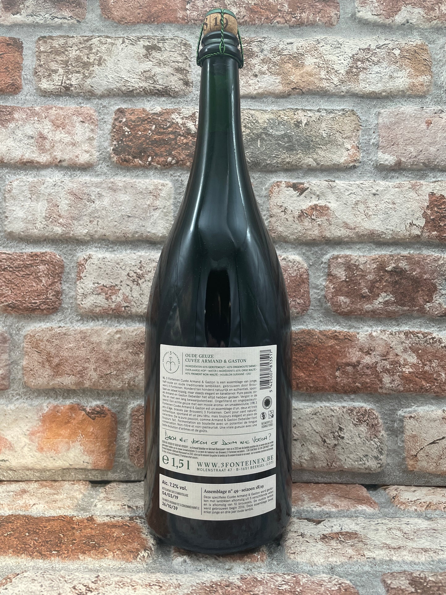 3 Fonteinen Cuvée Armand & Gaston (Saison 18/19) Mischung Nr. 49 Lambic/Geuze – 1,5 L