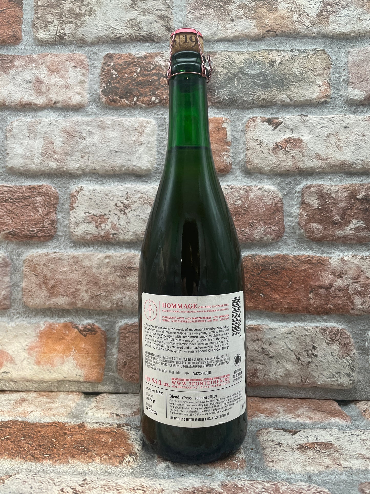 3 Fonteinen Hommage Bio Himbeeren (Saison 18/19) Mischung Nr. 110 Lambic/Geuze – 75 CL