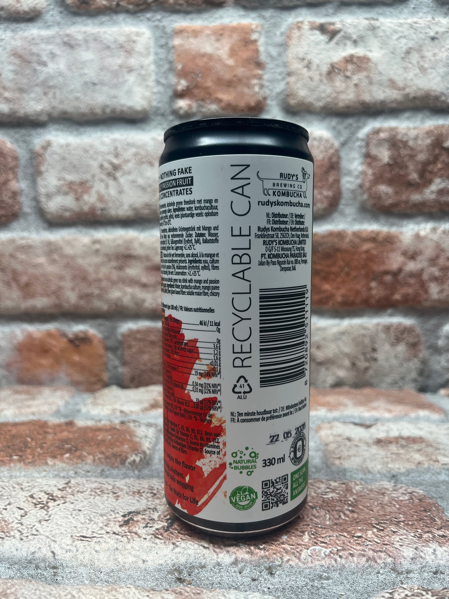 Rudy's Kombucha Passionsfrucht & Mango Alkoholfrei - 33 cl