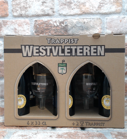 Westvleteren Geschenkset 2022 6 Flaschen & 2 Gläser Quadrupel - 33 CL